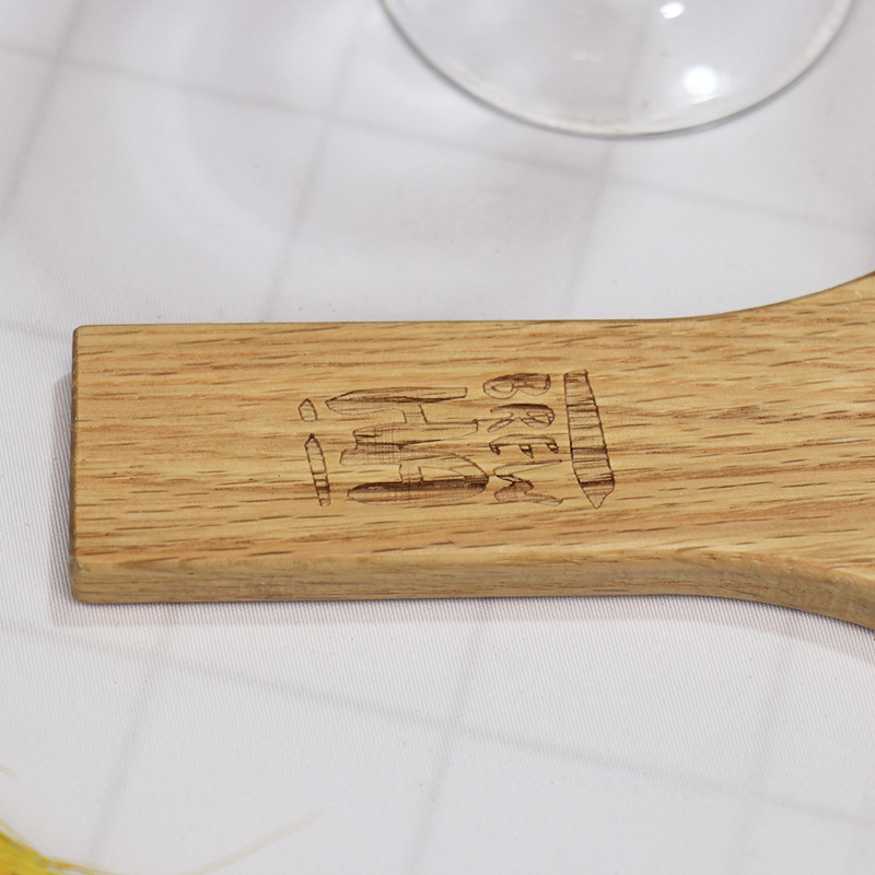 FSC&BSCI Wood Paddle 4 Cups Beer Tasting Glasses Serving Tray