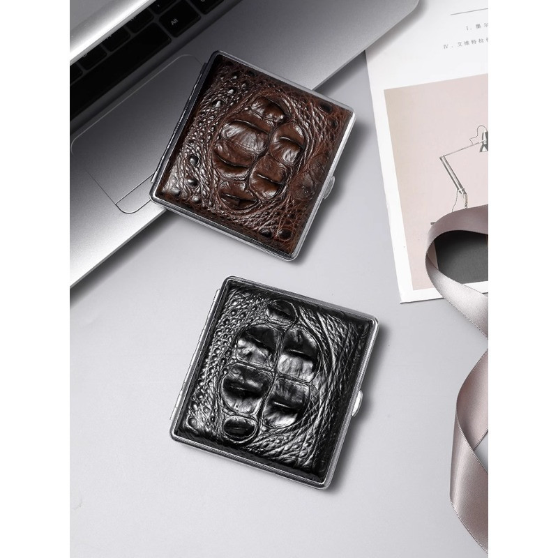 Ea552 Custom Luxury 20 Count Cigarette Cases Crocodile Leather Cigar Case Pocket Smoke Travel Humidor Portable Zigarettenetui