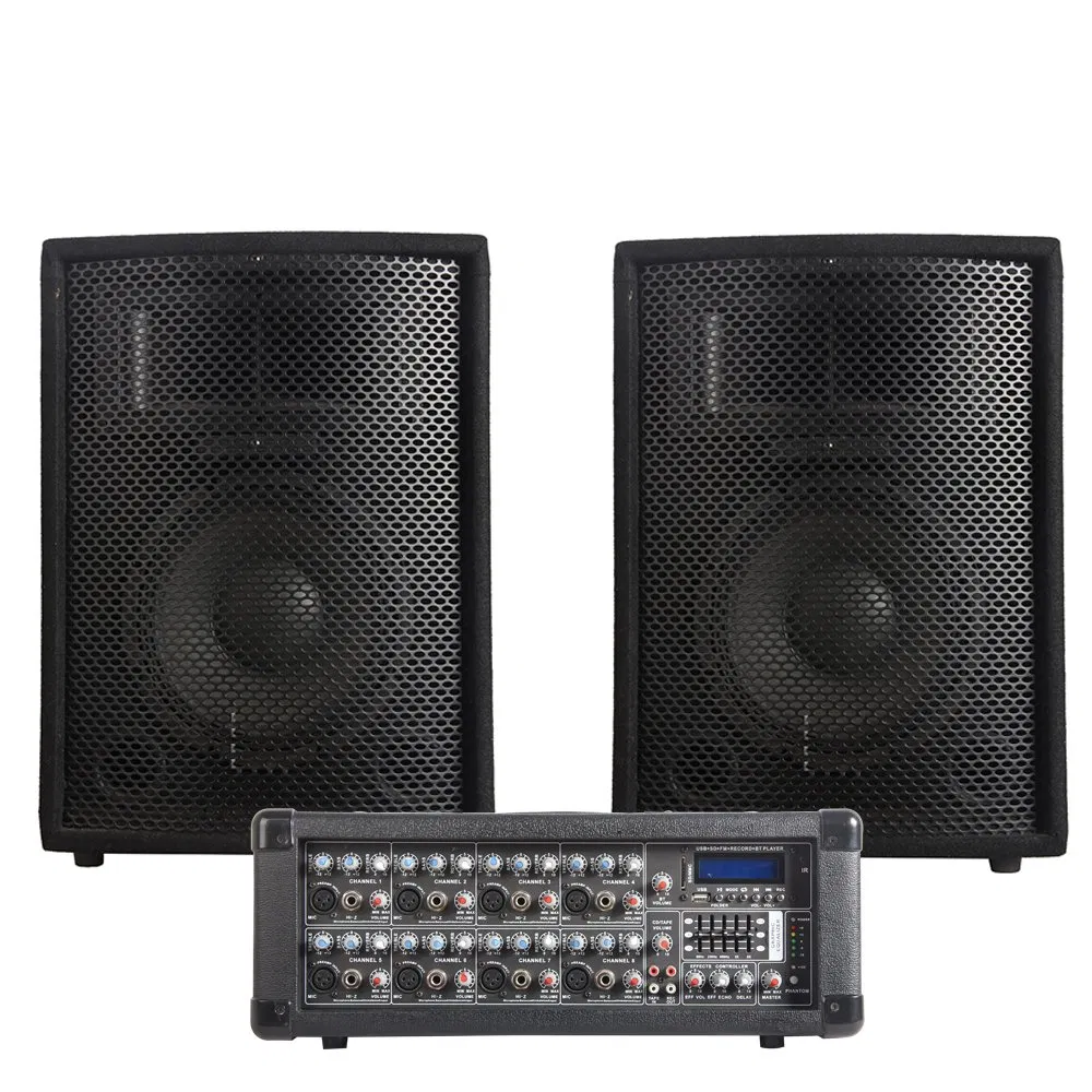 1000W 2X10"Subwoofer Audio PA Speaker System Karaoke Sets Bluetooth Party Speaker 8 Channel Powered Mixer Soundbox Parlante Professional Audio