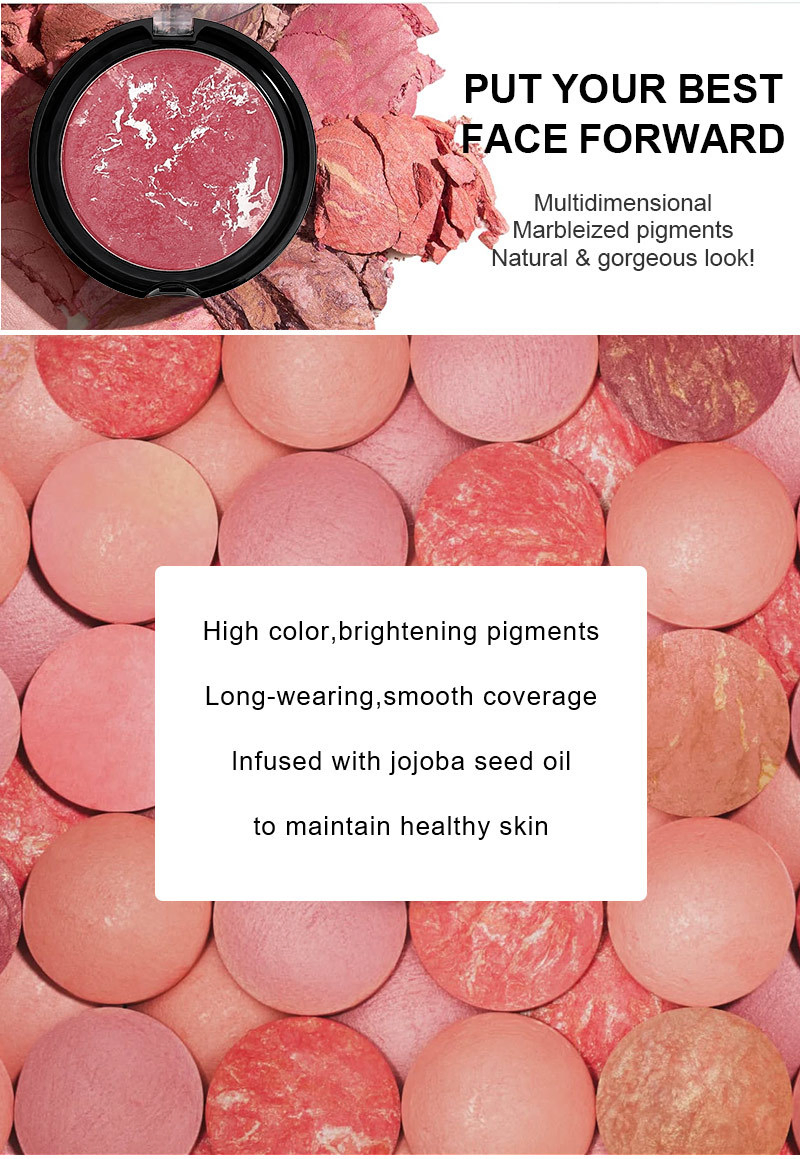 Wholesale Long Lasting Skin Glow Makeup High Pigment Private Label Blush Natural Vegan Cruelty Free Mineral Baked Blush