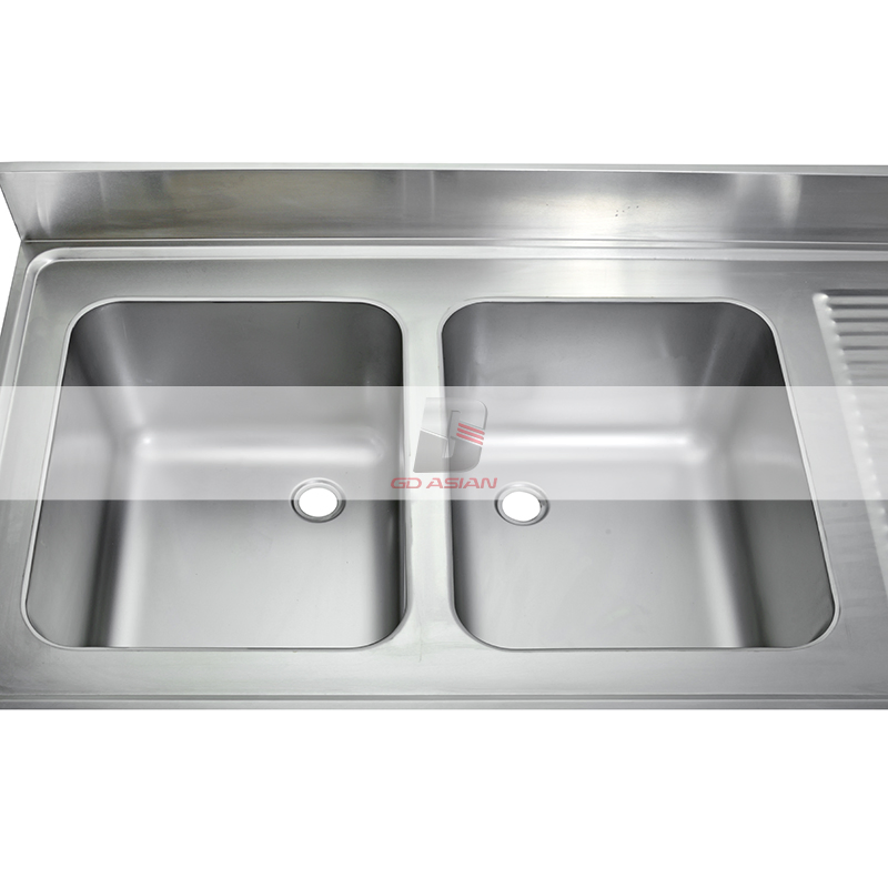 Left Double Sink L1600mm H950mm Commercial Kitchen Equipment Stainless Steel Kitchen Dishwasher Sinks