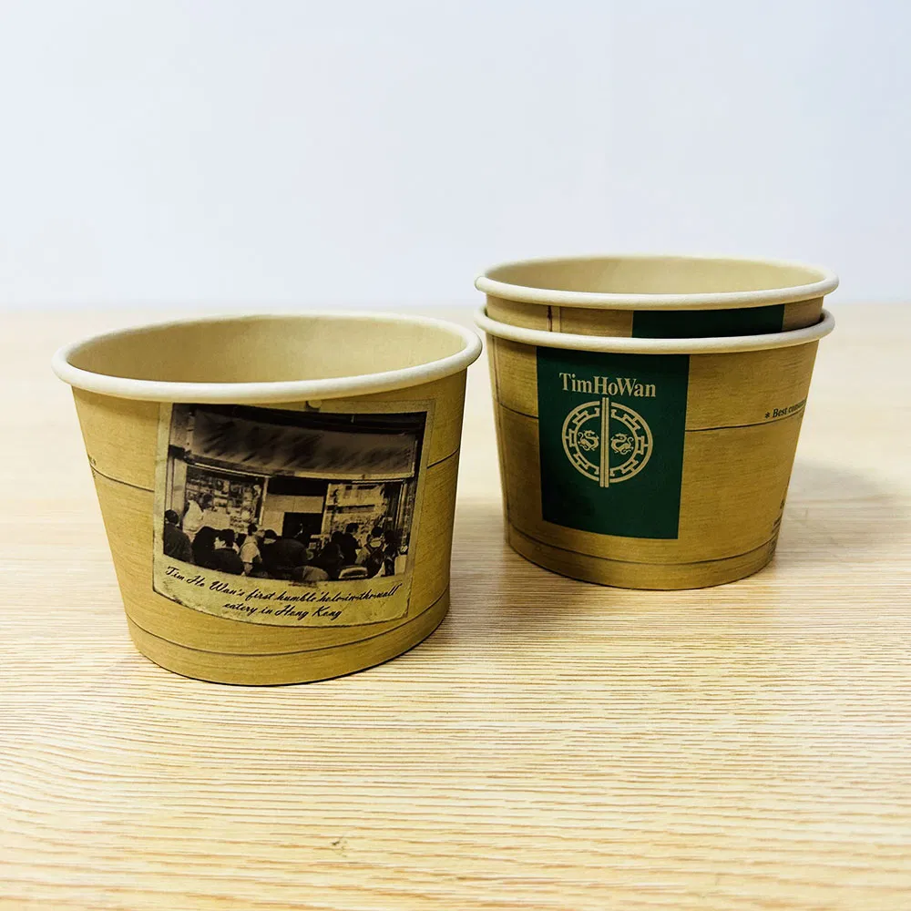 Disposable Kraft Paper Soup Cup and Noodle Bucket Takeaway Packaging Soup Bowl