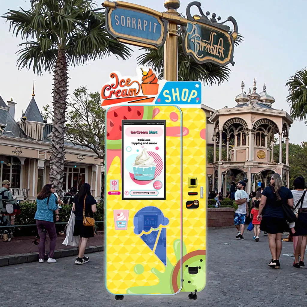 Haloo Custom Design 32 Inch Touch Screen Soft Serve Ice Cream Vending Machine