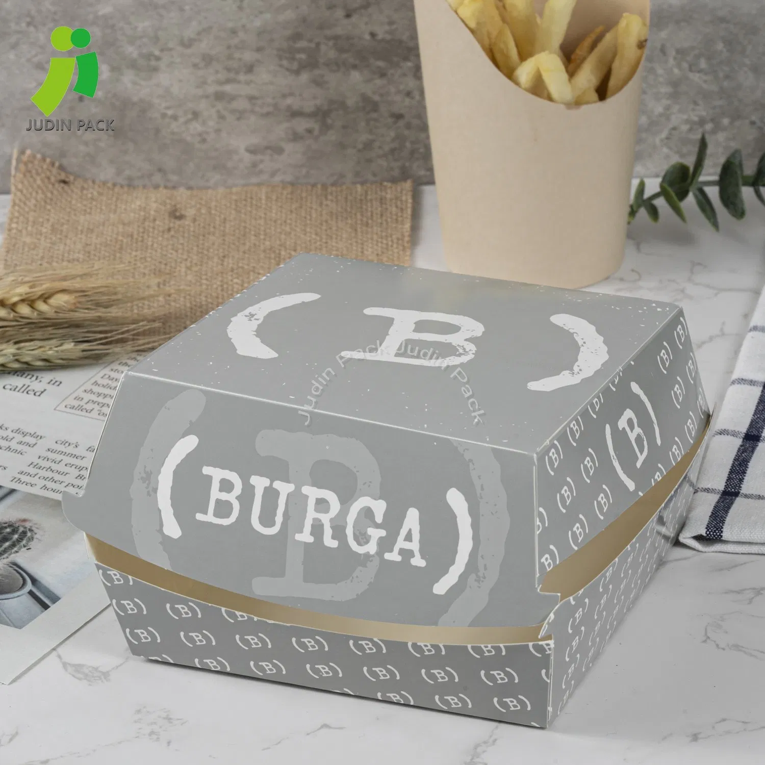 Food Box Takeaway Disposable Hamburger Container Box Kraft Paper Packaging
