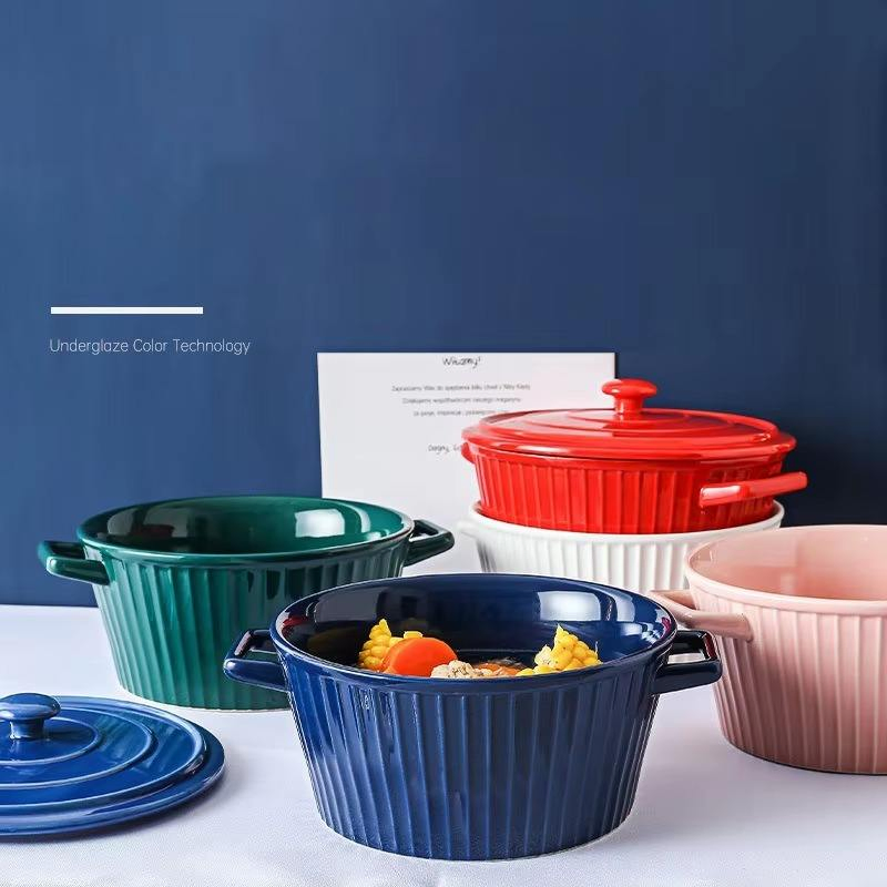 Tureens Double Handle Cheap Mini Cookware Cheese Milk Pot Ceramic Clay Cooking Pot Oven Safe Soup Bowls and Lids