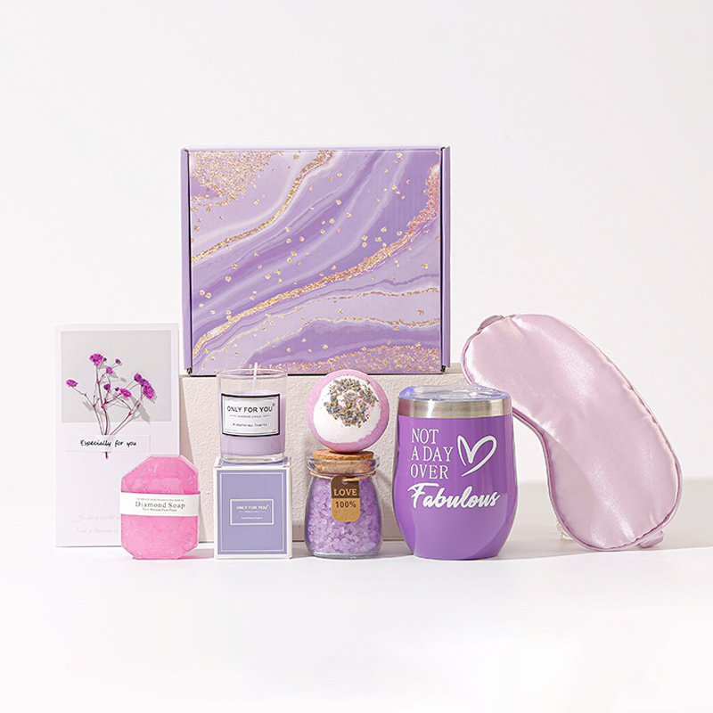 Elegant Self-Care Set Candle Silk Eye Mask Towel Gift Box