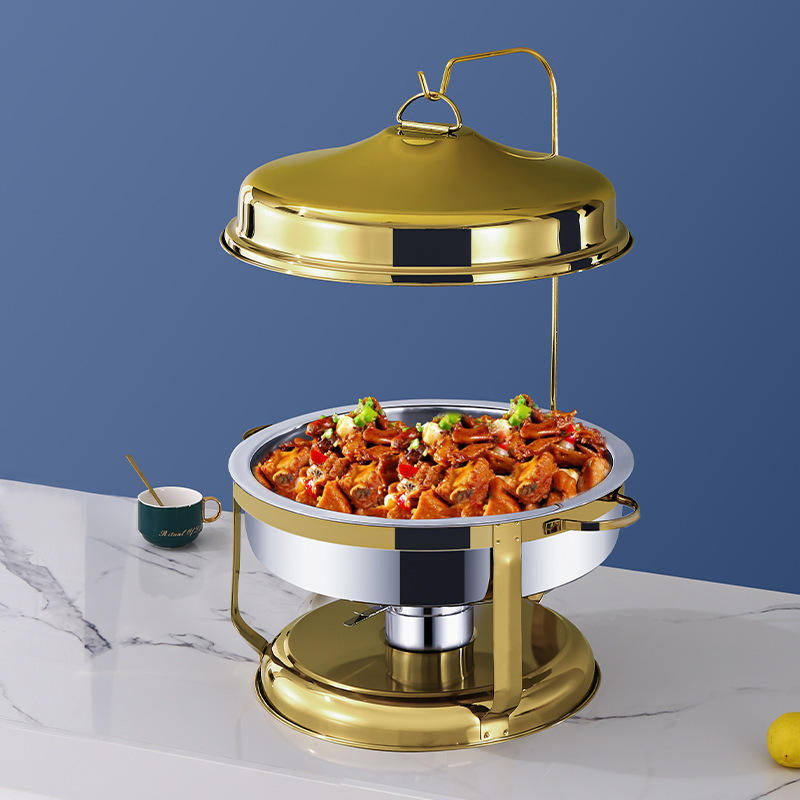 Hotel Restaurant Stainless Steel Buffet Stove with Hot Pot Tableware Food Heating Container and Alcohol Stove