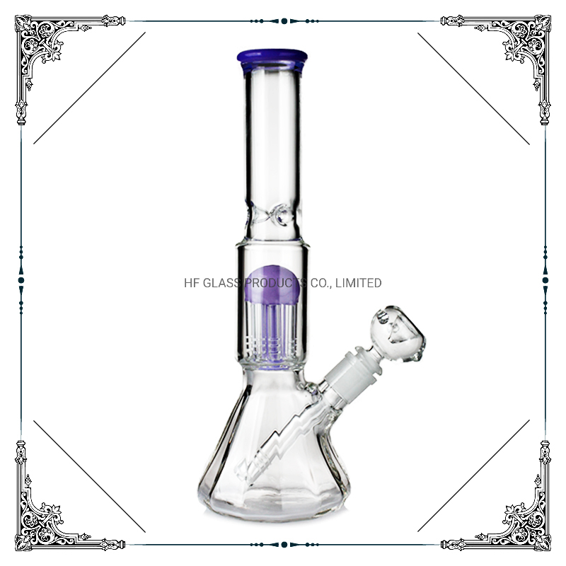 Hot Sale 12.5 Inches 8 Arms Perc Glass Pipe Diamond Base Glass Smoking Pipe Heady Hookah Wholesale Factory Glass Smoking Water Pipe