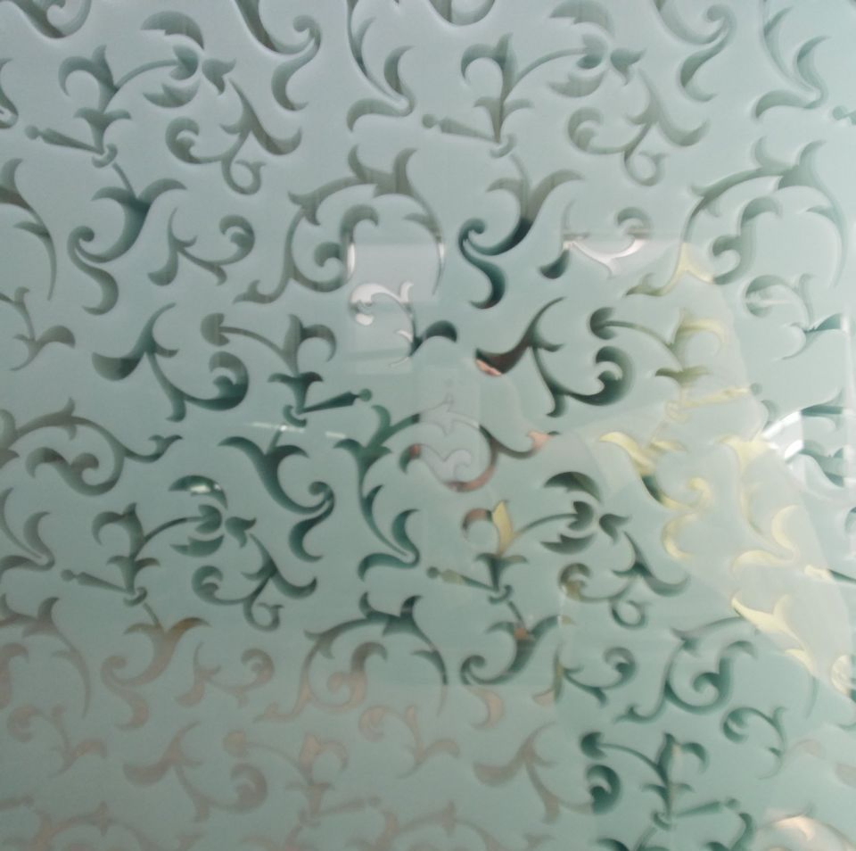 Laser Engraving Knife Water Cutting Inlay Embroidered Laminated Icy Crack Art Glass for Balustrade Furniture Design Decoration