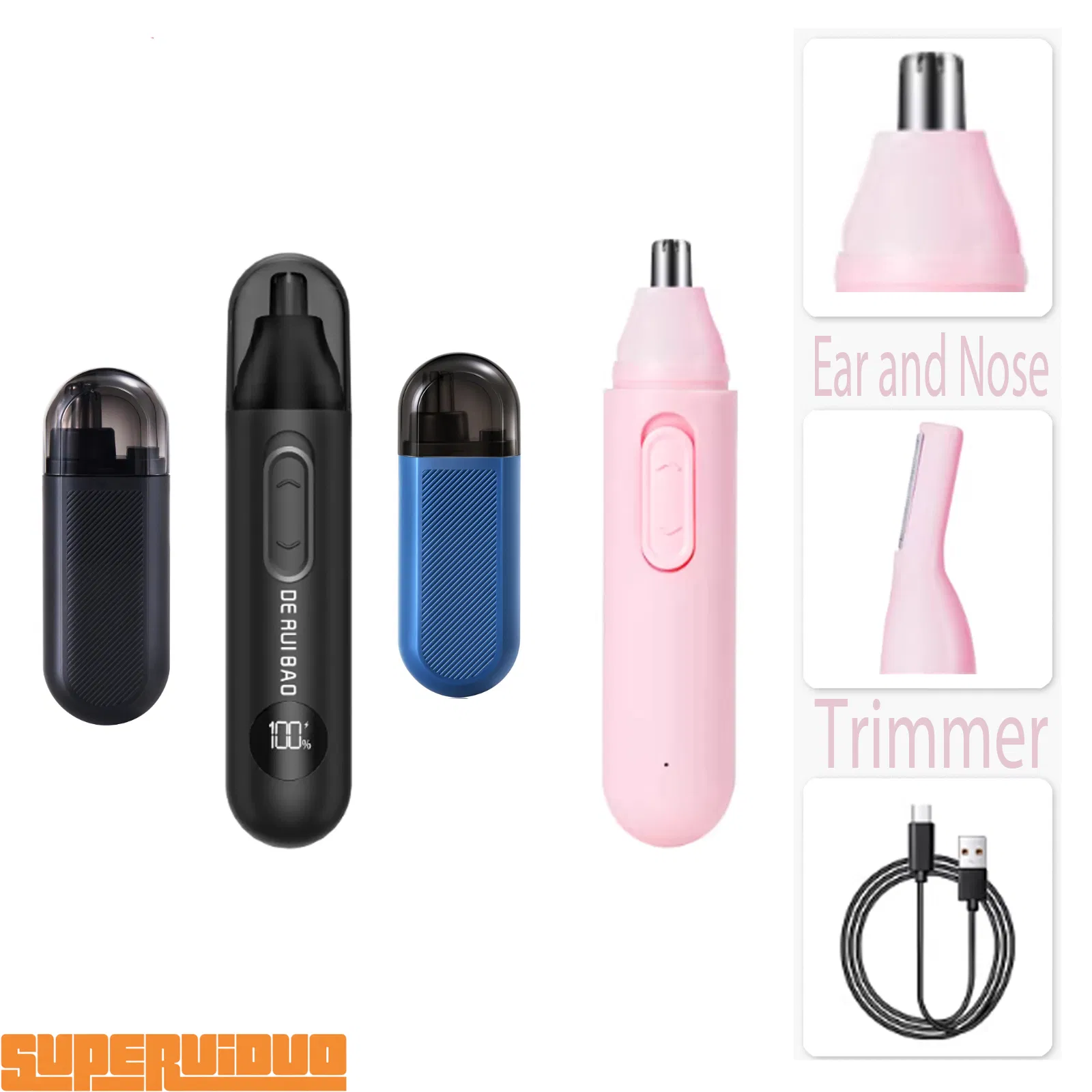 LED Display with Smart Chip Integrated Nose Hair Trimmer