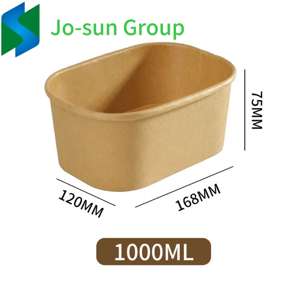 New Design Disposable Rectangular &Square Kraft Paper Bowl with Pet Lid Salad Bowl