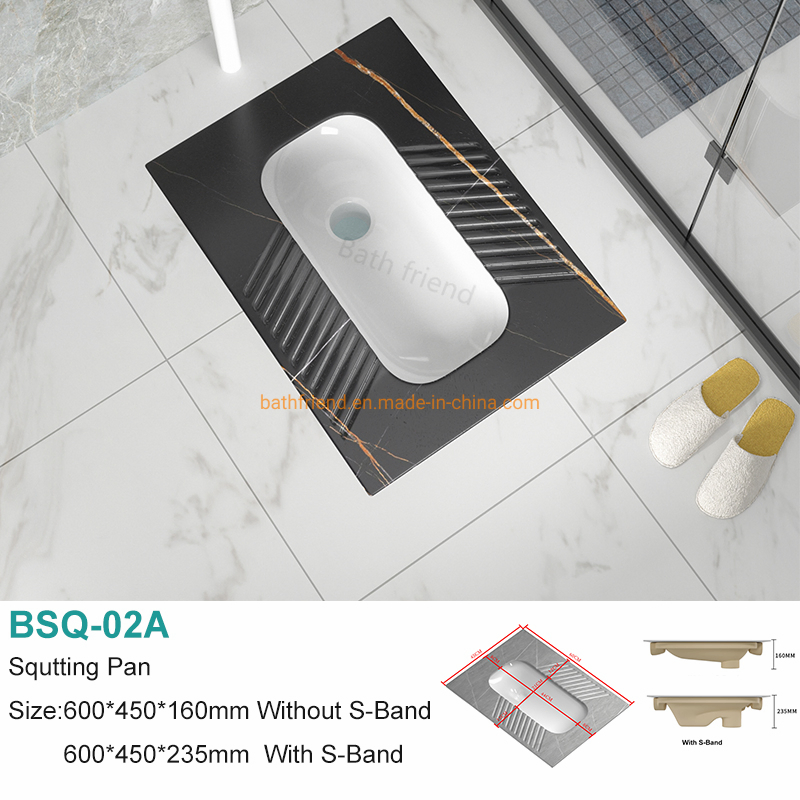 Bathroom Random Pattern Wc Rock Slab Squatting Pan Toilet with S-Band Squat Pan