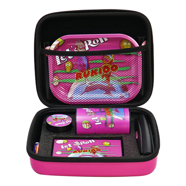 Newest Wholesale 7 Piece Smoking Set Grinder Rolling Tray Combo Kit