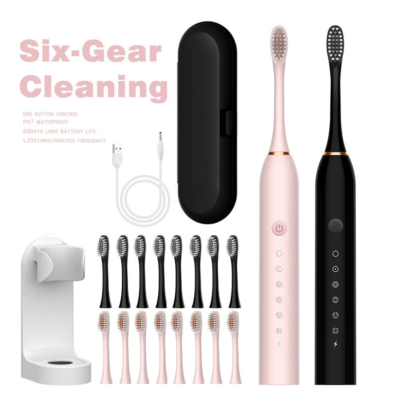 Electric Toothbrush Adult Soft Hair Rechargeable Waterproof Toothbrush Travel Box Toothbrush Head Set