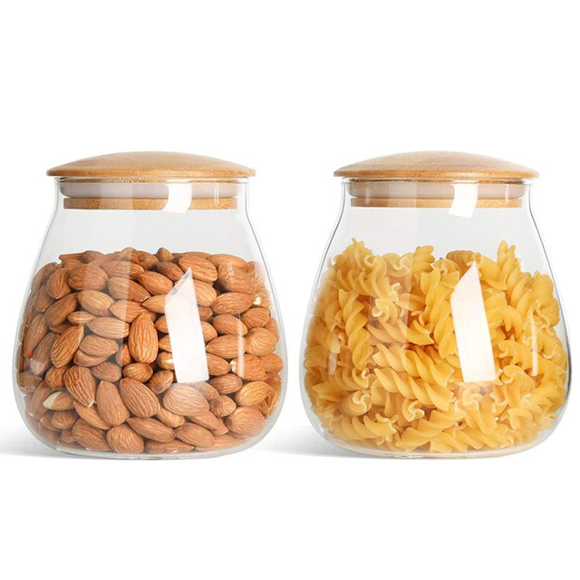 Стеклянная банка для хранения с бамбуковой крышкой