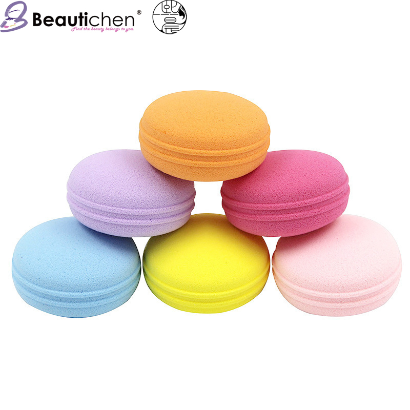 Beautichen Macaron Color 3D Textured Puff - Water Activated Expanding Hydrophilic Makeup Sponge, Dry/Wet Dual Use Latex-Free Beauty Tool