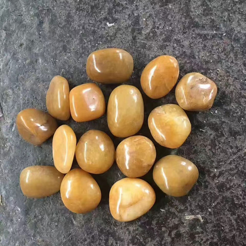 Natural Yellow Round and Smooth Polished Brizz Color Pebbles and Cobbles for Garden Home Decoration