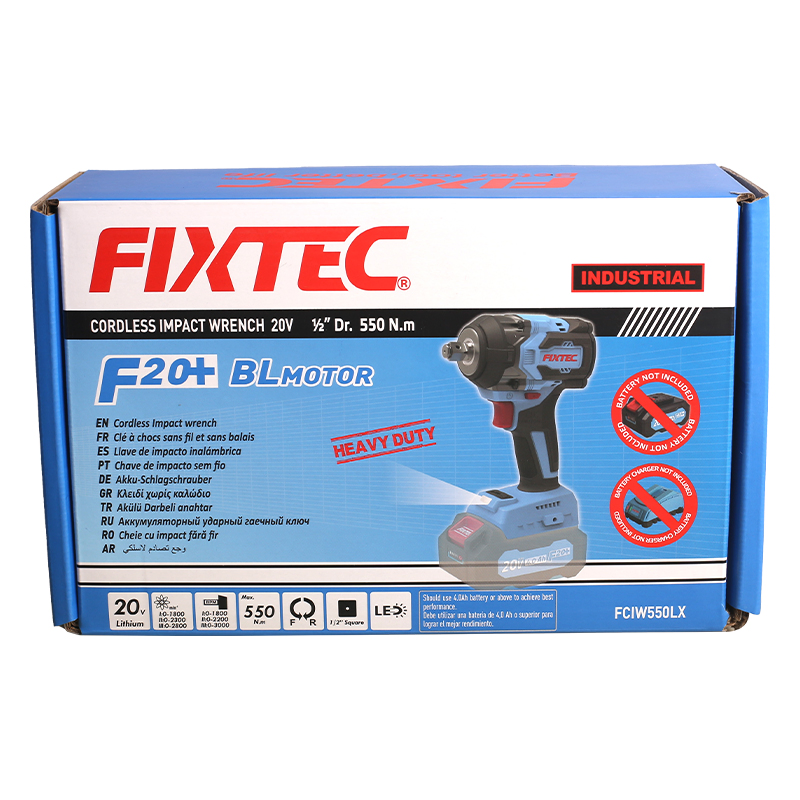 Fixtec 20V Cordless Impact Wrench, Electric Wrench with Battery for Car, Max Torque 280/400/550 Nm