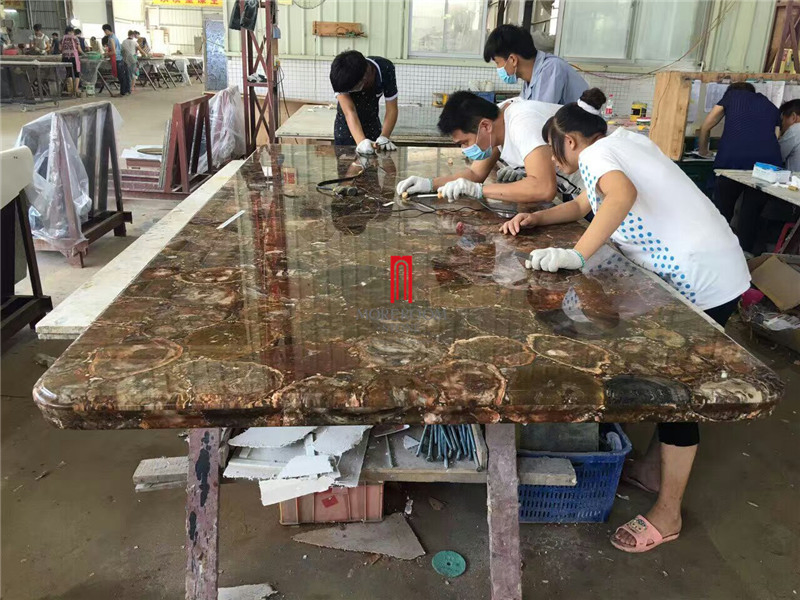 Home Decorative Gemstone Petrified Wood Fossil Wood Kitchen Countertops