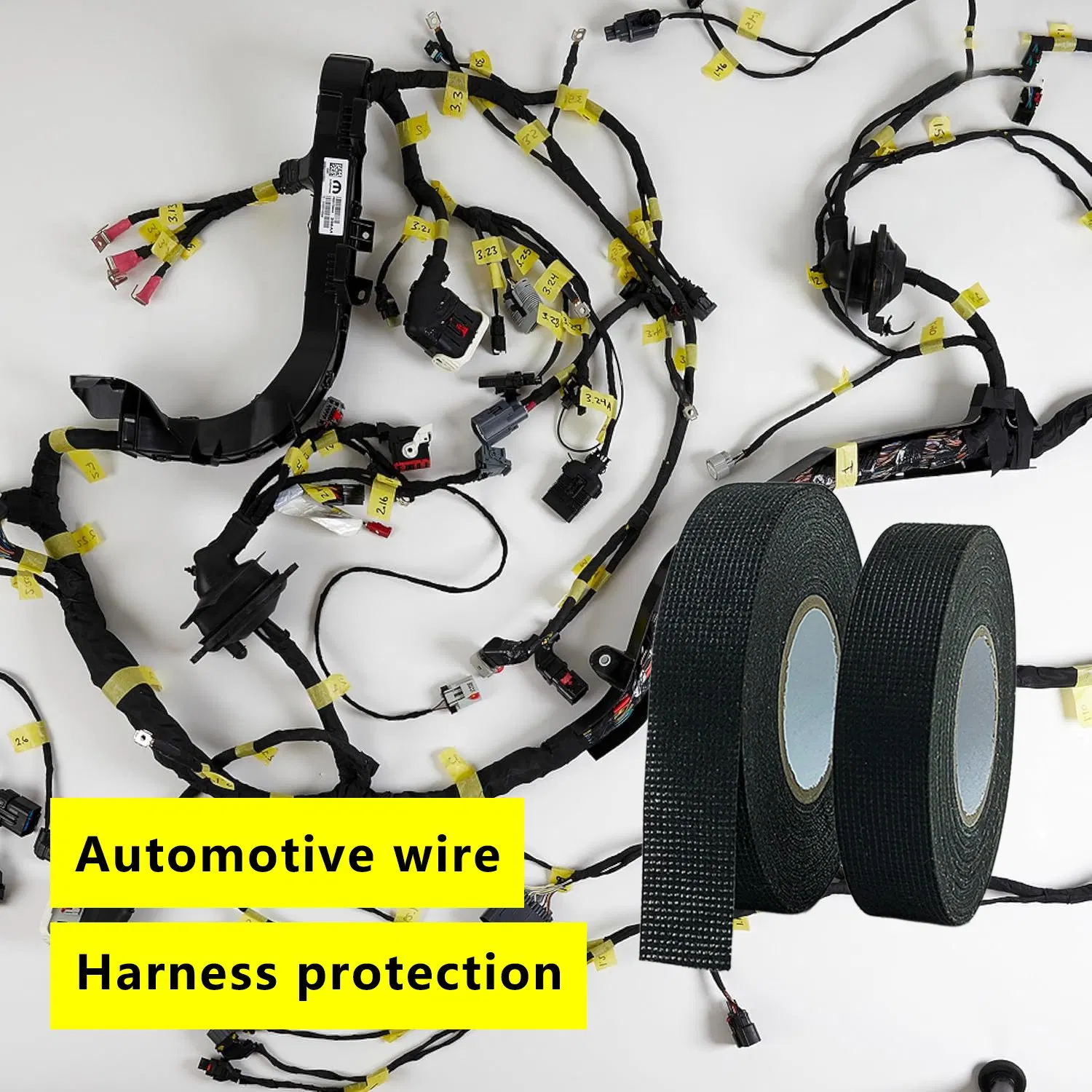 Wiring Harness Tape High Temp Wire Cable Loom Self-Adhesive Fabric Tape for Electrical Automotive Engine Harness Wrap