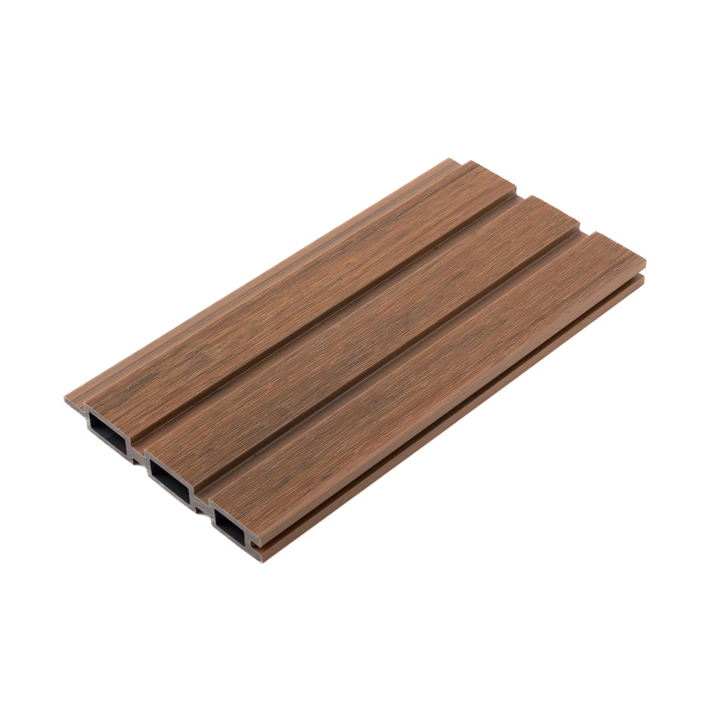 Shiplap Seamless Reversible Fluted Slatted Wood Plastic Composite Fencing Brushed Textured WPC Fence Panel6"