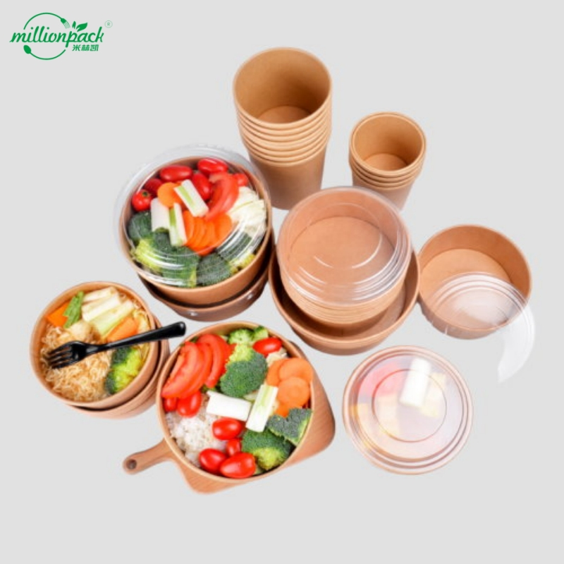 Recycled Material Kraft Paper Salad Bowl for Eco-Friendly Food Presentation