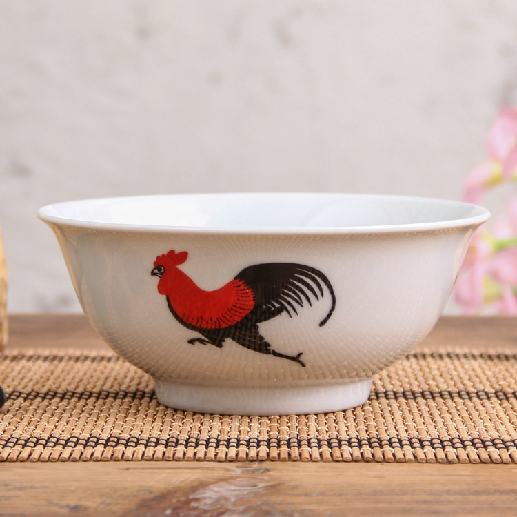Baofeng Ceramic Noodle Bowls, Sunflower-Shaped Bowls, Kexian Bowls, Restaurant and Hotel Rimmed Congee and Soup Bowls, Household Tableware for Eating