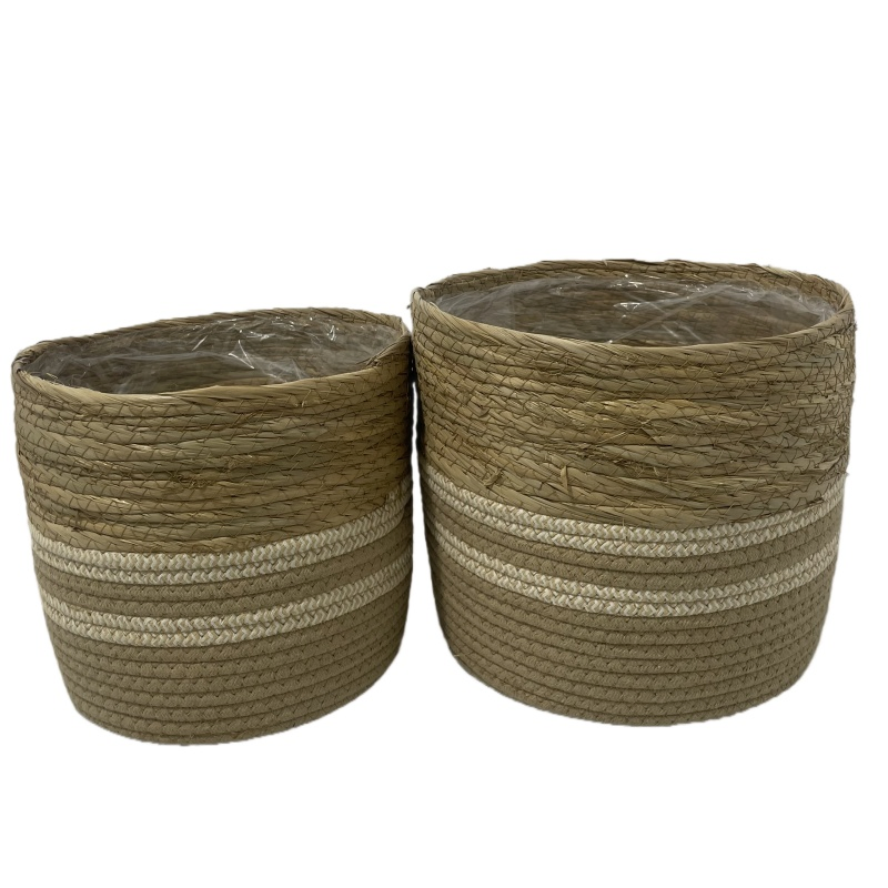 Eco-Friendly Woven Grass Baskets Flower Pot Covers, Green Plant Decorative Sets, Woven Grass for Stylish Plant Decor