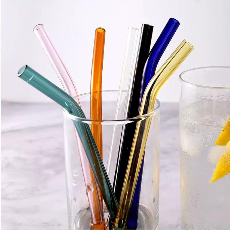 Reusable Bent Glass Drinking Straws for Beverages BPA Free Glass Straw