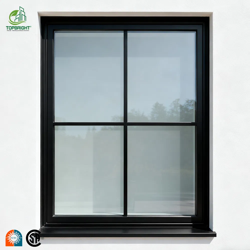 American Waterproof Aluminium Double Glass Window Single Double Hunge Vertical Sliding Windows