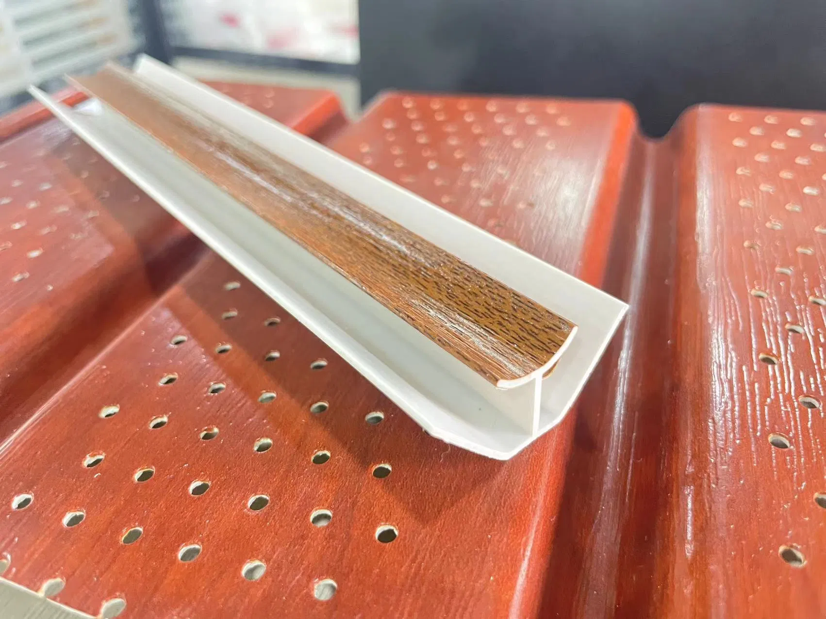PVC Wooden Soffit Ceiling Solid and Fascia Eave Panel Stretch Ceiling Used Outer Wall Panel