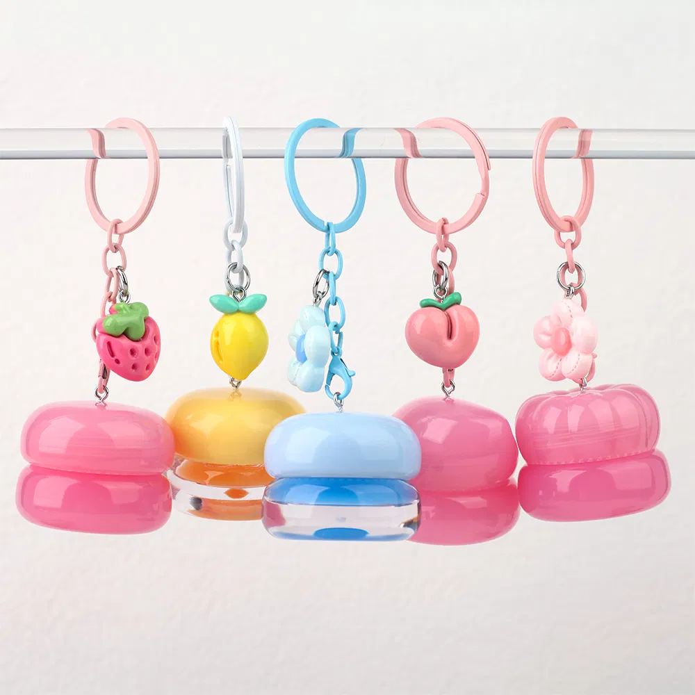 Private Label Fruit Flavor Luxury Mini Lip Sleeping Mask Vegan Hydrating Cosmetic Strawberry Lip Balm Jar with Flower Keychain