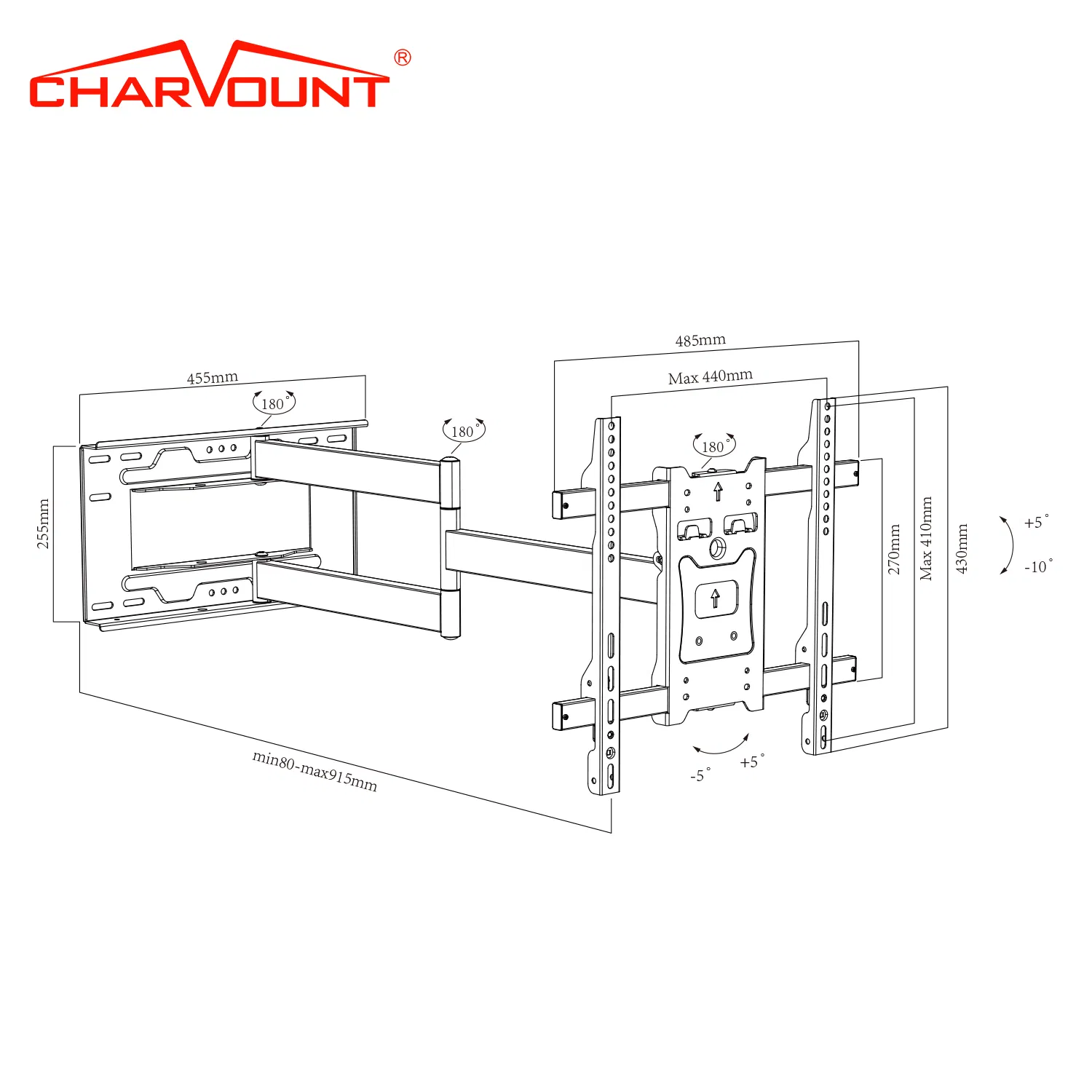Кронштейн для ТВ Cantilever Flip Down с поворотом