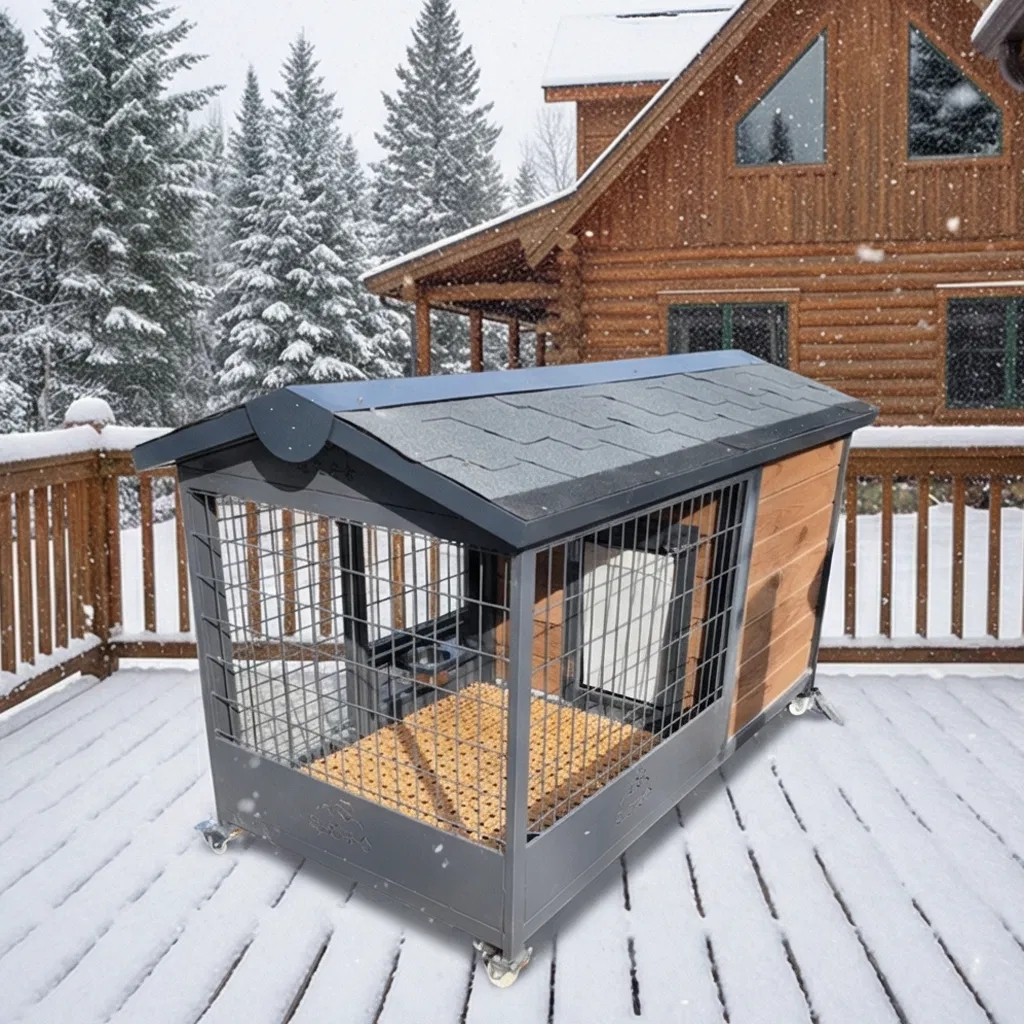 Wooden Dog House with Waterproof and Windproof Features, Equipped with Air Conditioning