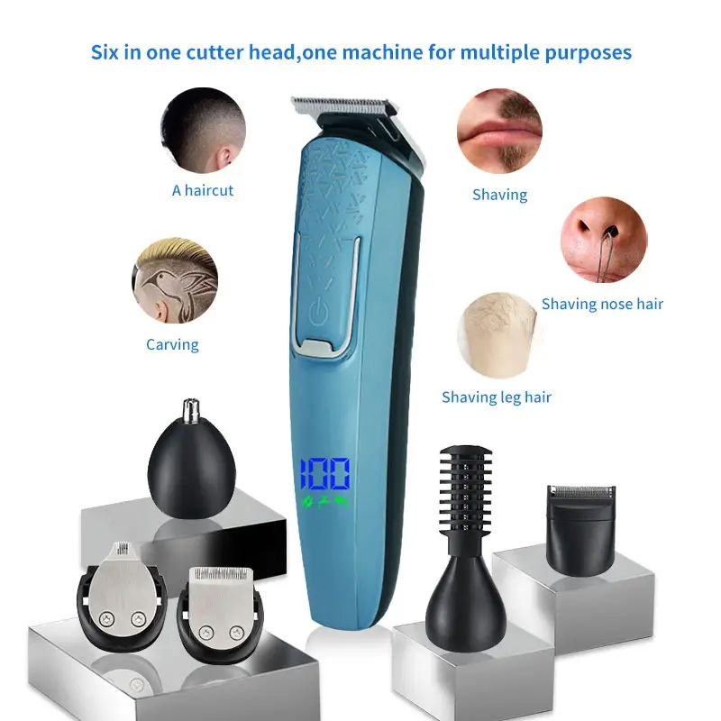 6 in 1 Multifunctional Hair Shaver Trimmer Body Hair Grooming Kit Electric Hair Clipper for Men