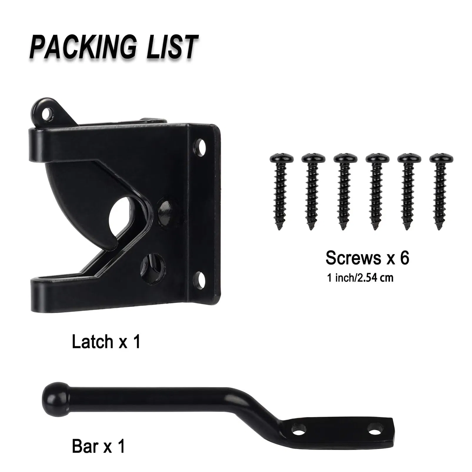 Self-Locking Gate Latch,Automatic Gravity Lever Latch for Wooden Fence Post Mount, Door Latch for Secure Pool,Garden,Shed,Black Powder Coated for Rust Resistanc