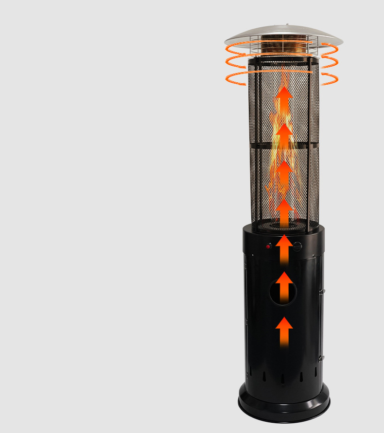 Easy Install Certified Iron Plastic Spray Portable Outdoor Gas Pyramid Patio Heater with Quartz Lamp