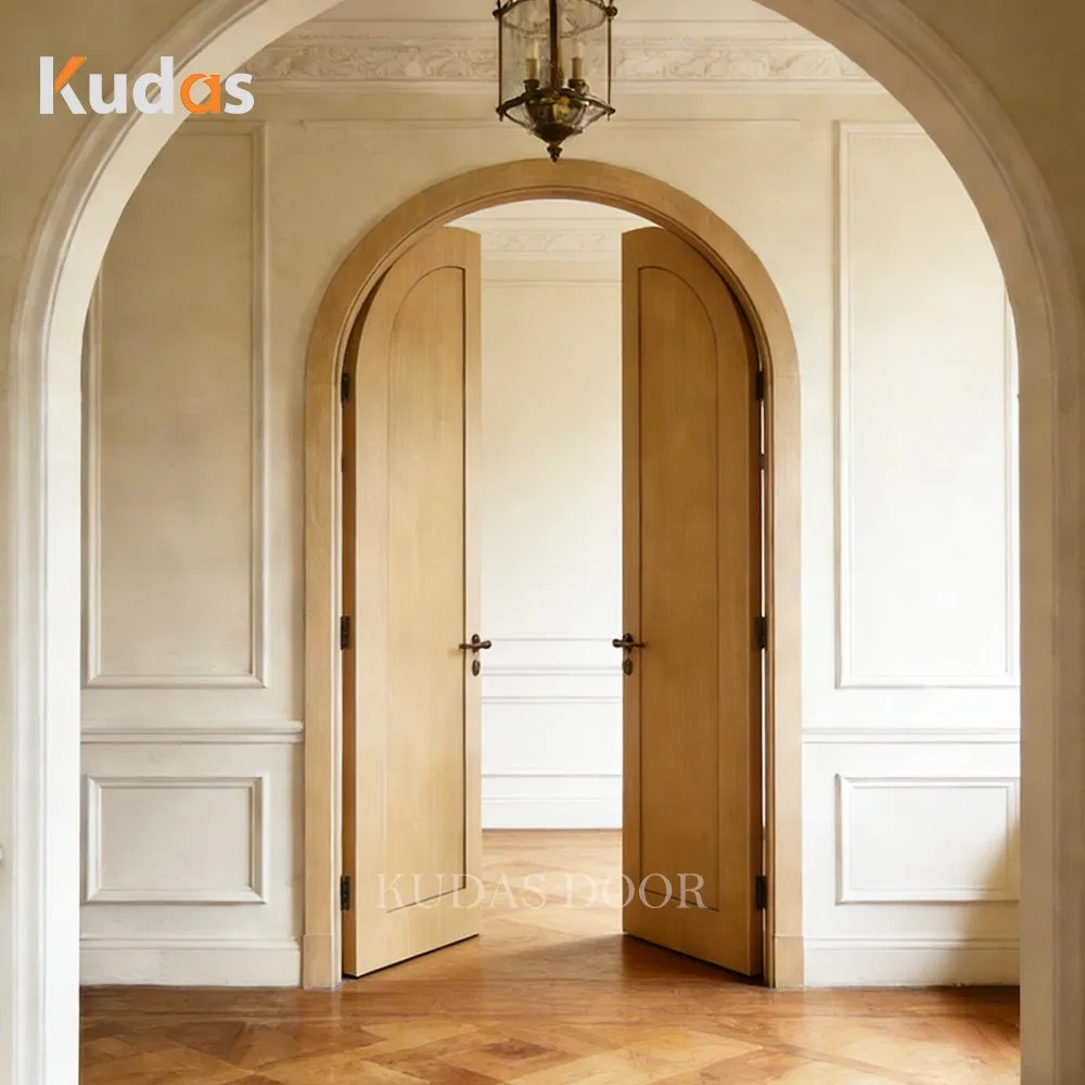 White Oak Solid Wood Swing Bedroom Hinged Wooden Interior Arched Double Door