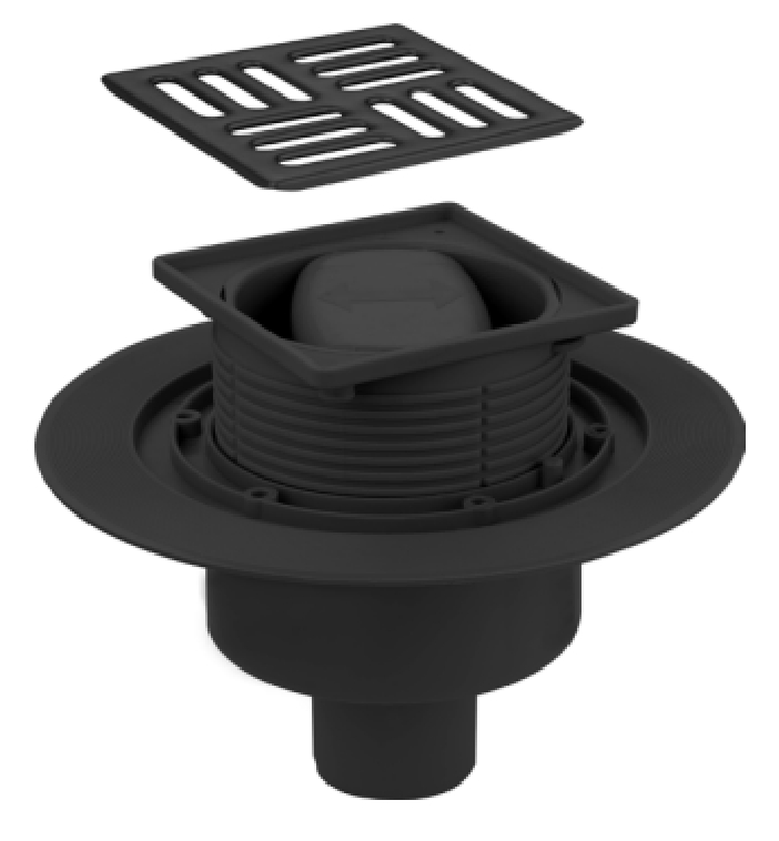 The Shower Drainage Relies on Its Square and Straight Floor Drain in The Bathroom