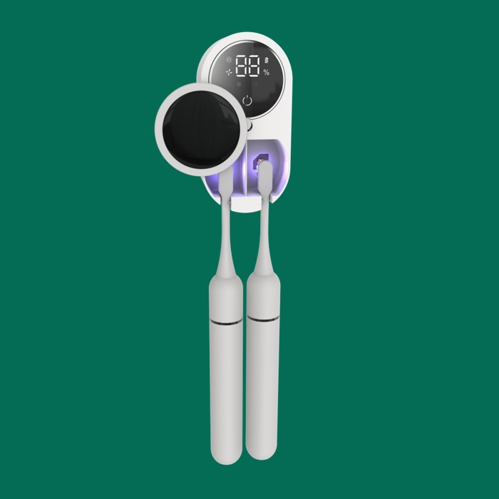 Smart Automatic Human Body Sensor Toothbrush Holder with UV Sterilizer & Dryer LED Display Rechargeable Toothbrush Sanitizer for Bathroom