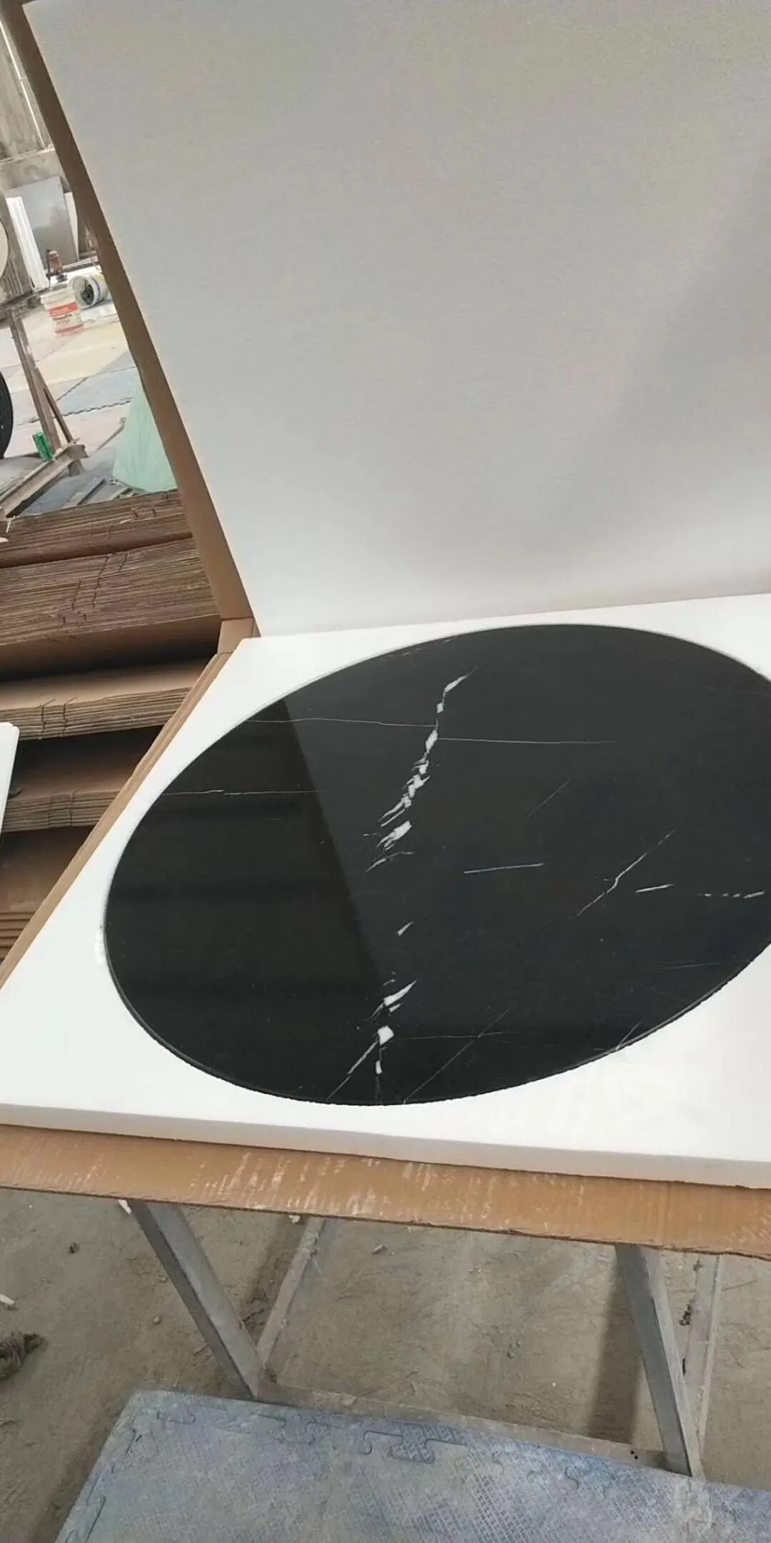 Black White Lighting Natural Marble Table Finished Product Factory Price