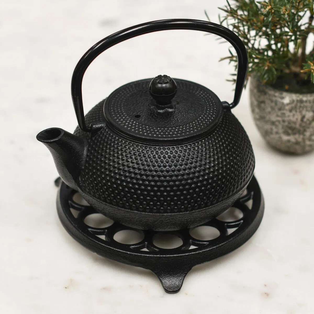 Casting Logo Blue Red Black Iron Teapot China Water Tea Pot Kettle with Infuser