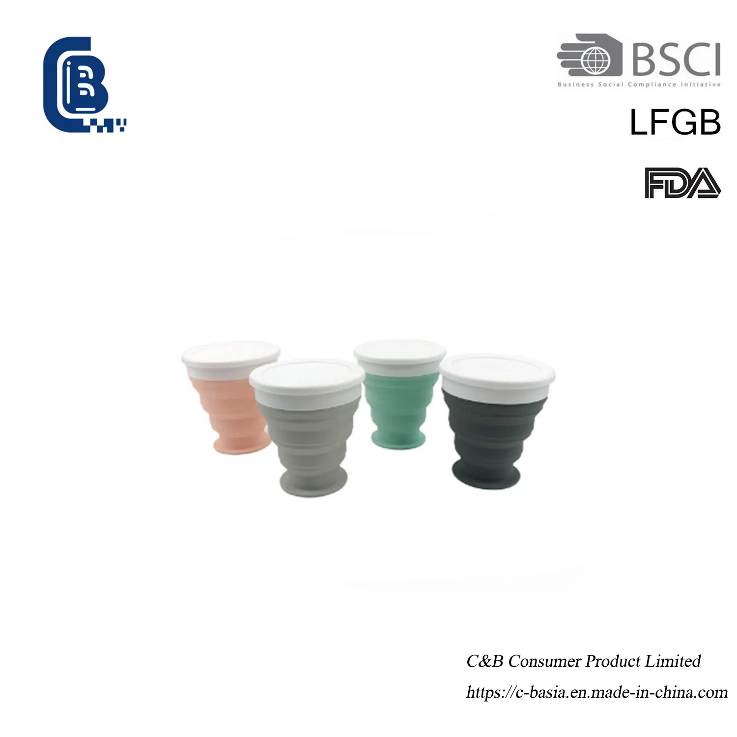 Collapsible Silicone Coffee Cup with Lid - Travel Mug for Outdoor Camping