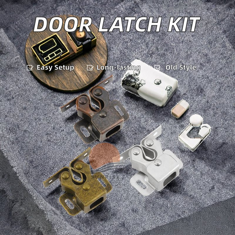 Double Roller Catch Cabinet Door Clip Cupboard Cabinet Door Closet Latch Brown Ste