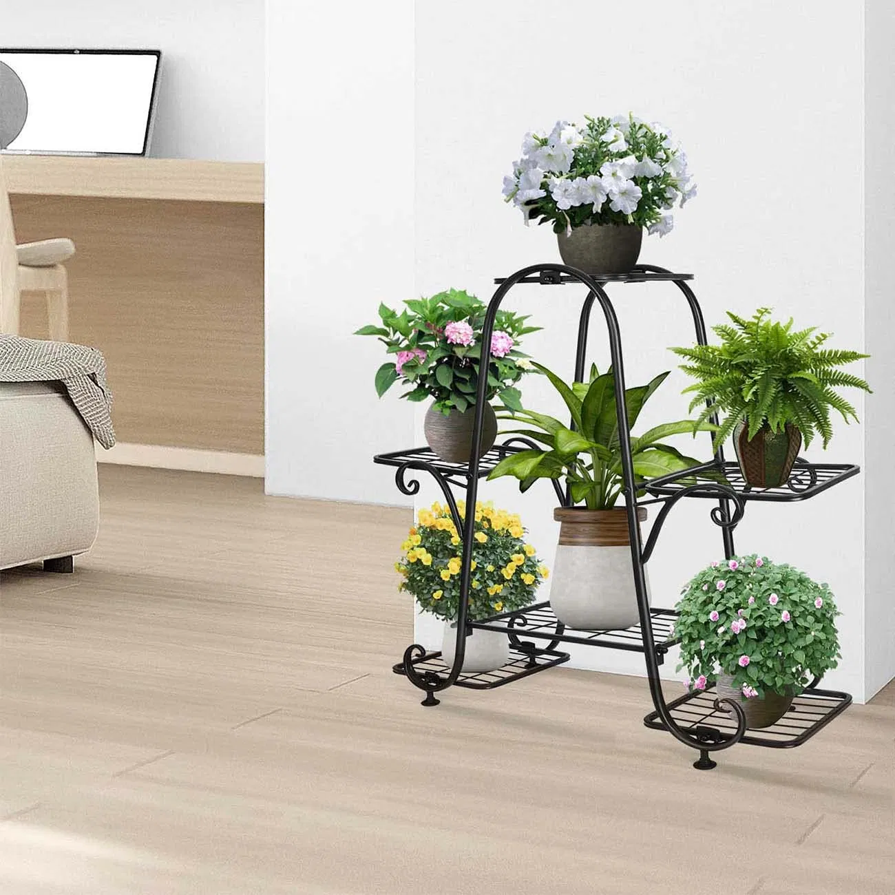 Metal Shelf Rack Tiered Holder Vertical Iron Potted Planter Flower Plant Stand