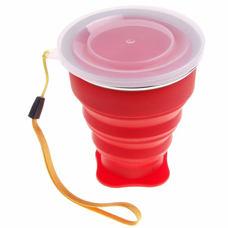 Custom Logo Travel Silicone Retractable Folding Cup Outdoor Collapsible Cups