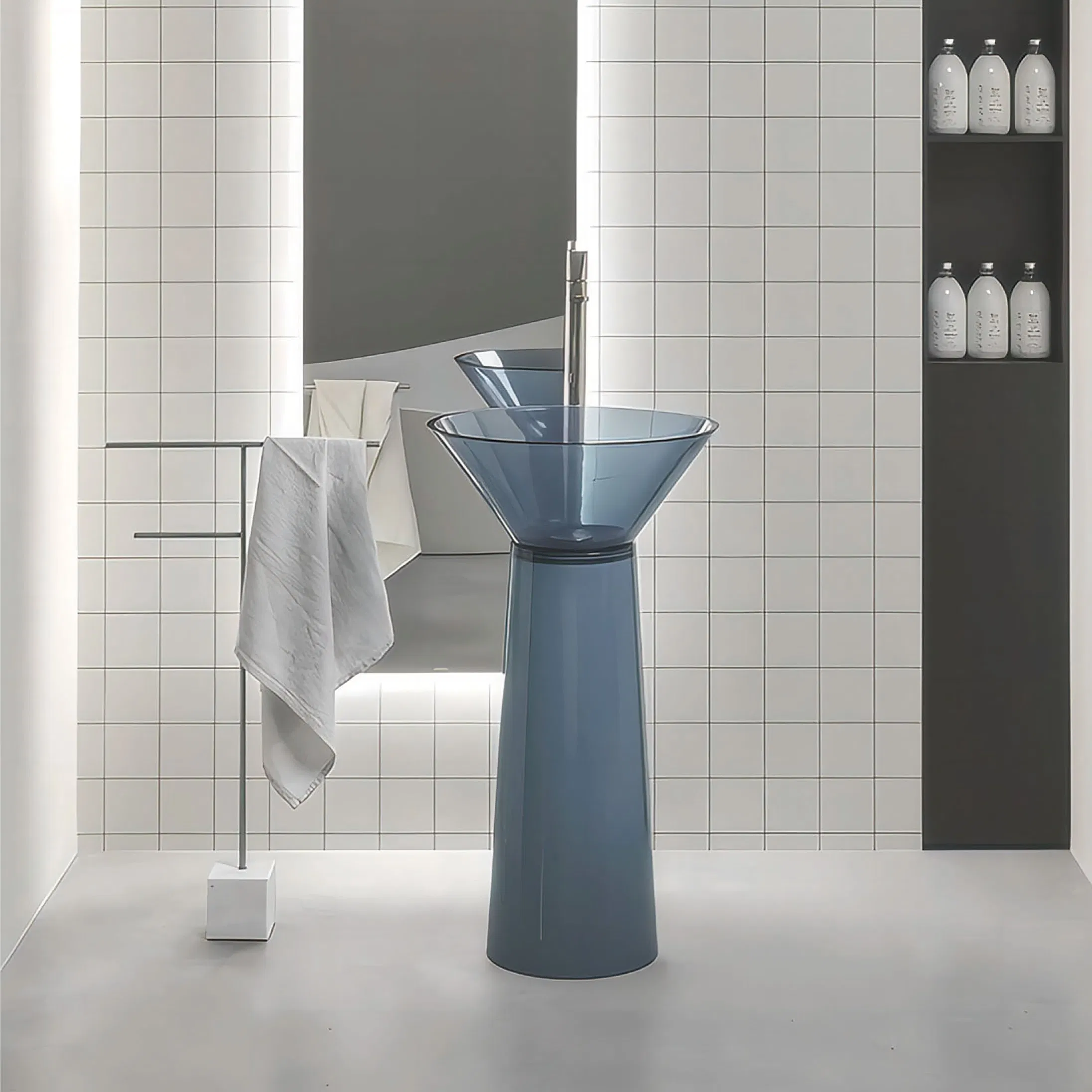 Раковина для ванной из акрила с прозрачным основанием