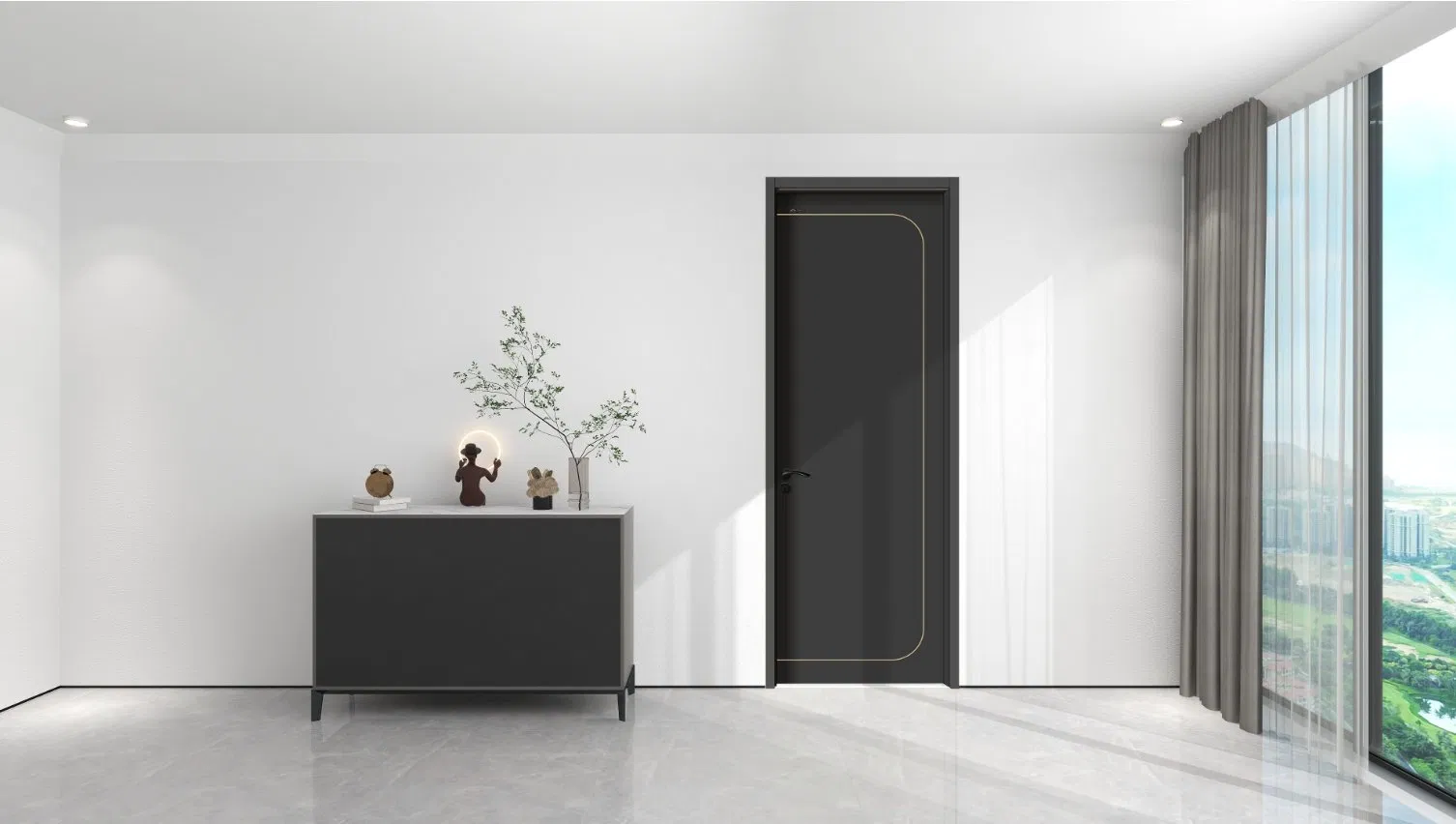 Elegant Solid Wood Compound Door with Modern Design Features
