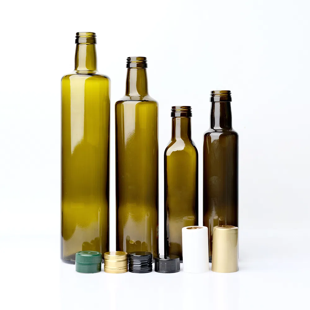 Custom Round Kitchen Cooking Edible Olive Oil Glass Bottle with Skrink 100ml 250ml 500ml 750ml 1000ml