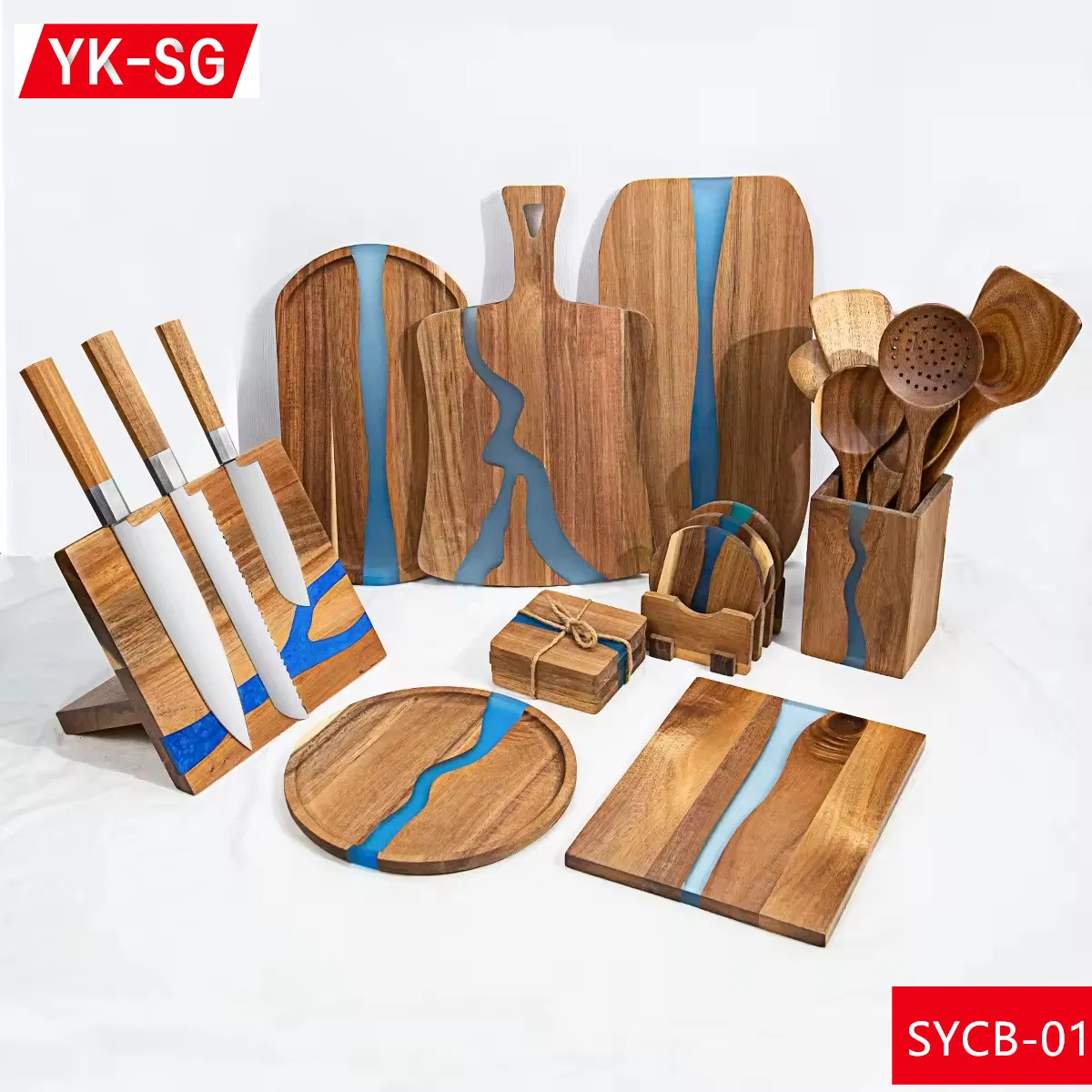 Solid Wood Pallet Epoxy Resin Marine Pattern Cutting Board